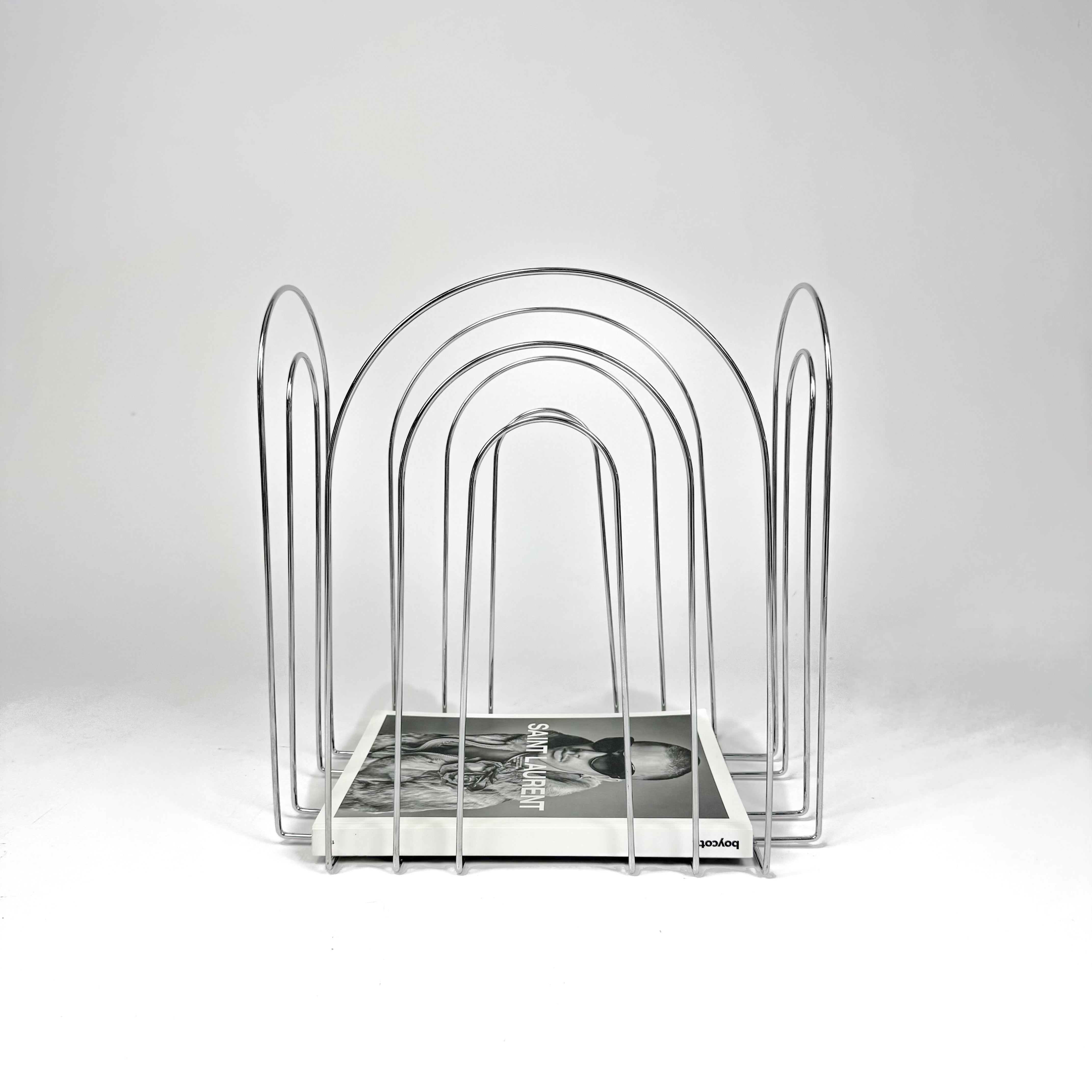 Mid Century Chrome Magazine Rack