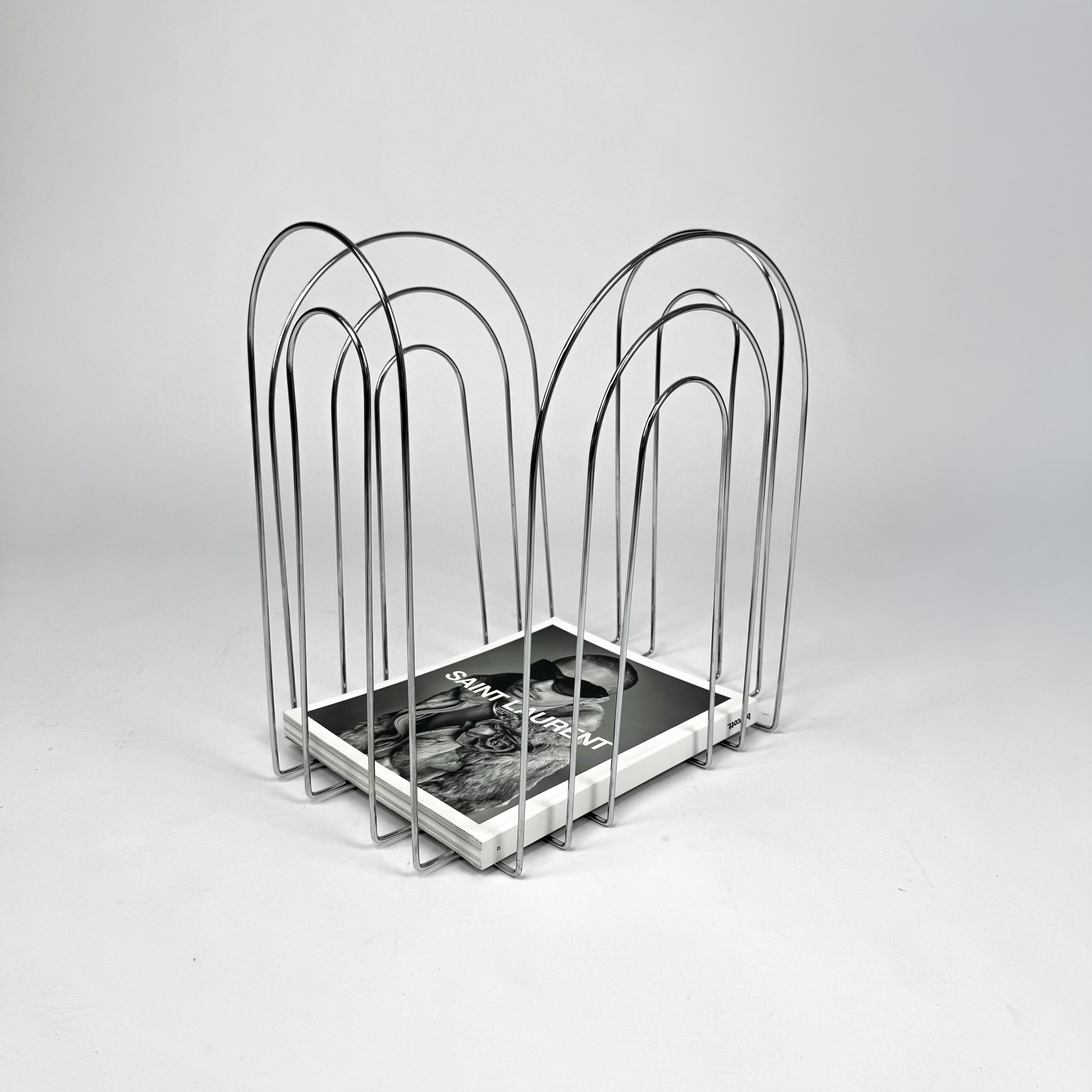 Mid Century Chrome Magazine Rack