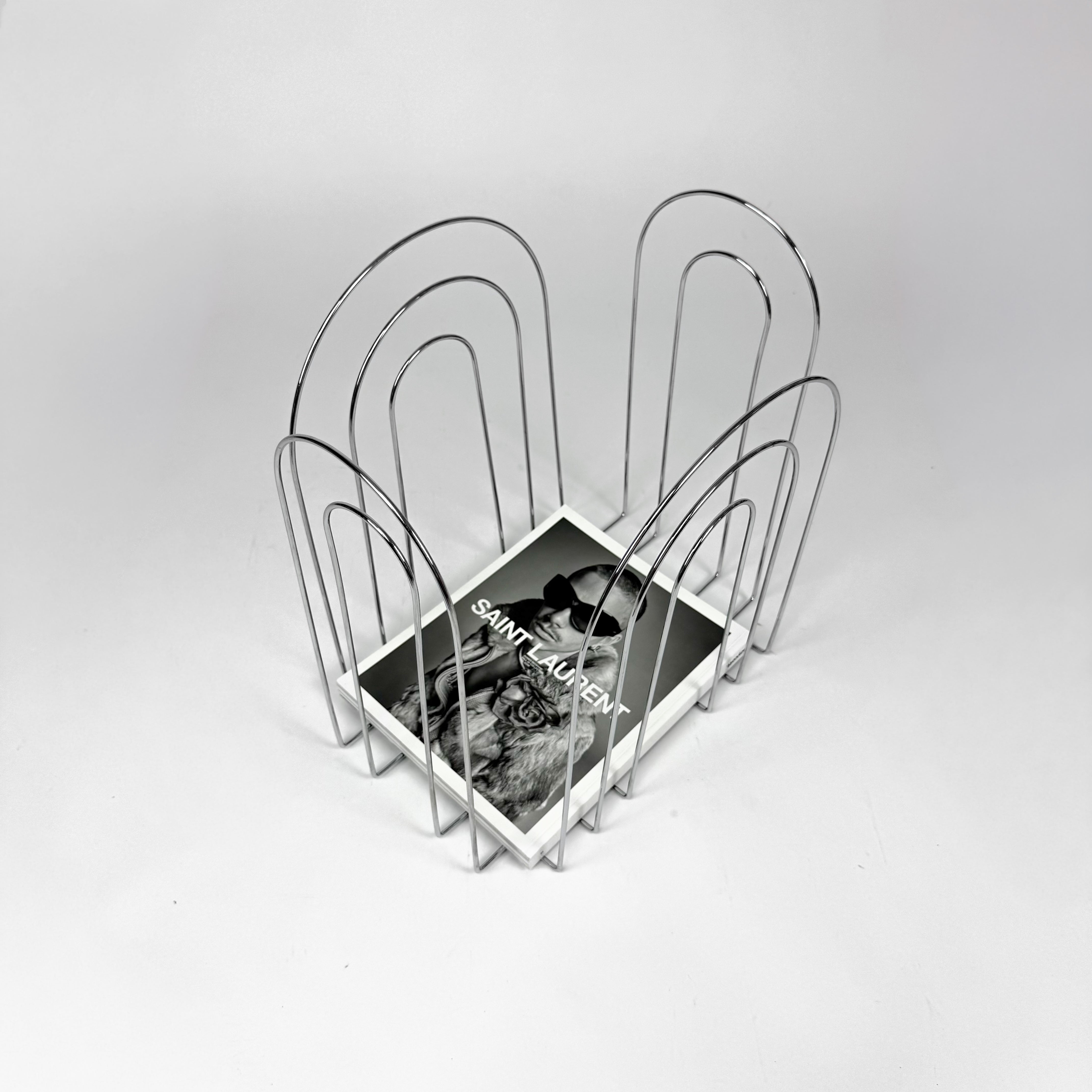 Mid Century Chrome Magazine Rack