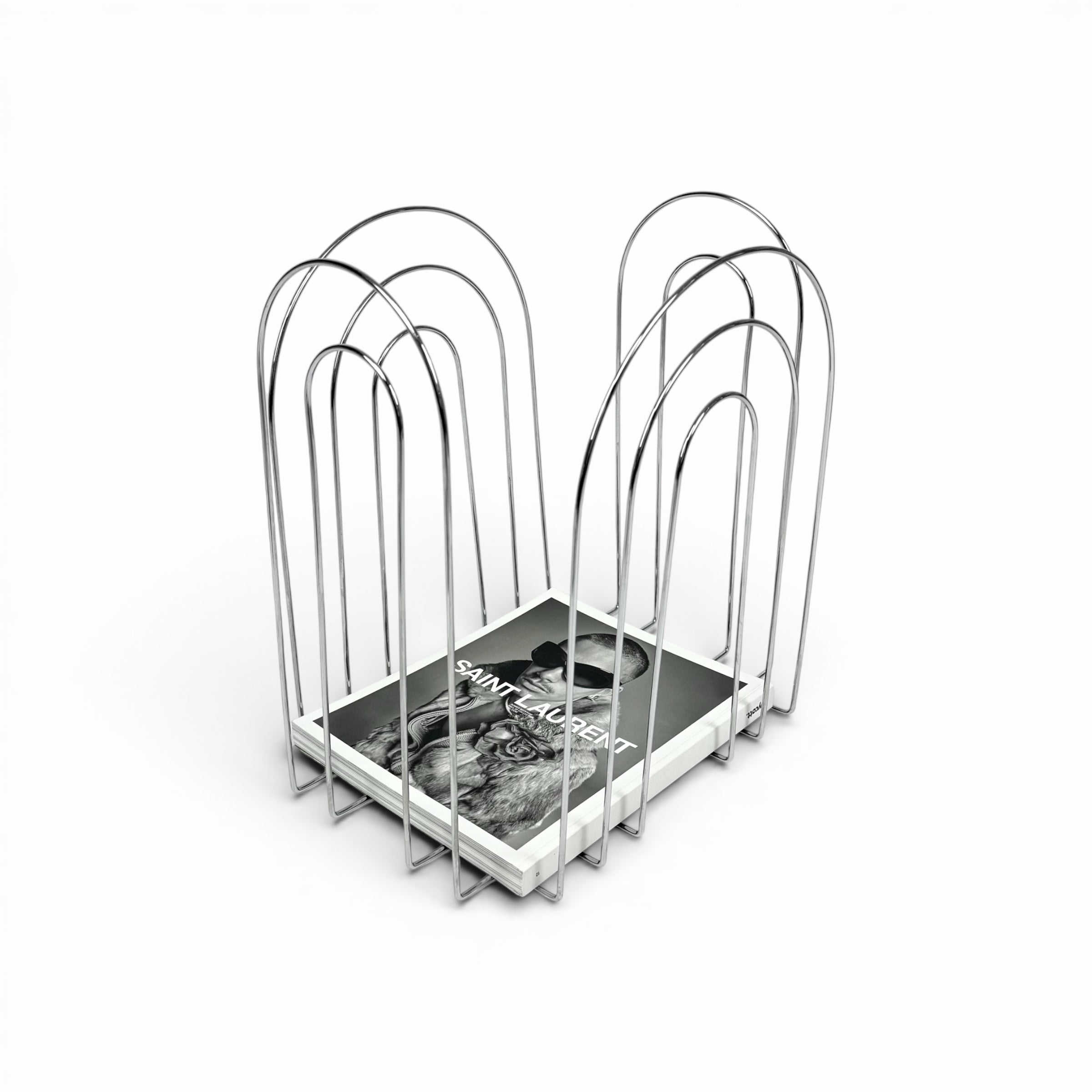 Mid Century Chrome Magazine Rack