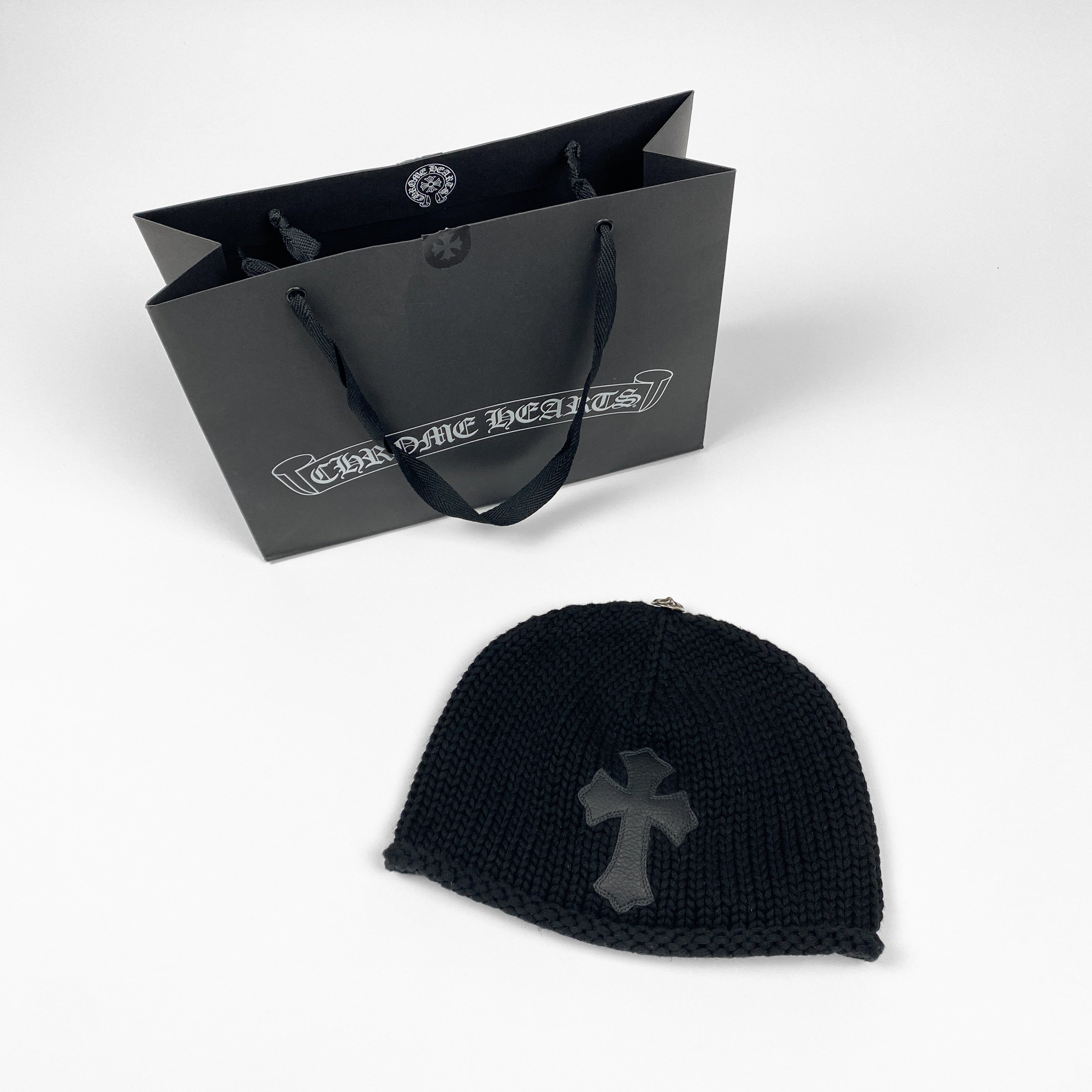 Chrome Hearts Leather Cross Knit Beanie