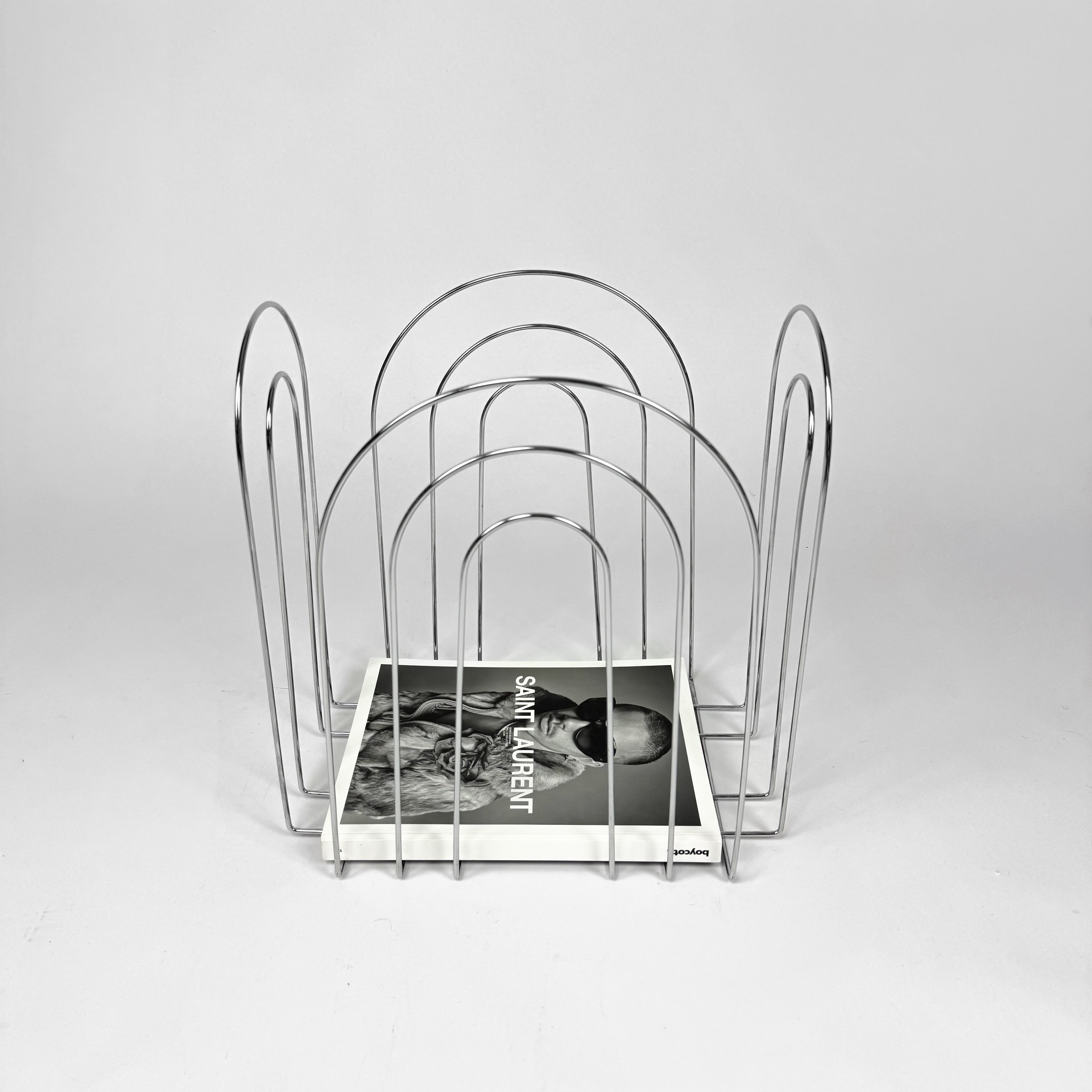 Mid Century Chrome Magazine Rack